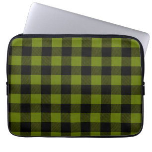 Grüner Büffel-Karo-Garten Laptopschutzhülle