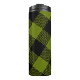 Grüner Büffel-Karo-Garten Thermosbecher