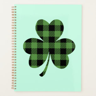 Grüner Büffel-Karo-Plaid-Schmetterlingsklee-Design Planer