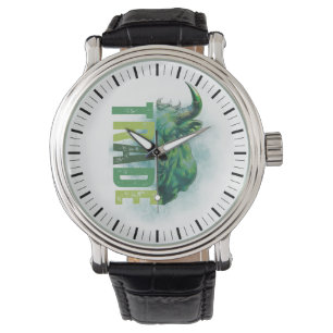 Grüner Bulle   Handelsdesign Armbanduhr