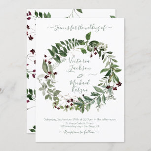 Grüner Burgund-Blumenkranz Einladung