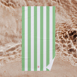Grüner Cabana Streifen und Personalisiert rosa Mon Strandtuch