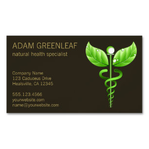 Grüner Caduceus-Alternativmedizin-Magnet Magnetische Visitenkarte