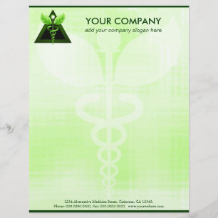 Grüner Caduceus Alternativmedizin Symbol Büro Briefkopf