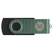 Grüner Caladium-Monogramm USB-Daumen-Antrieb
