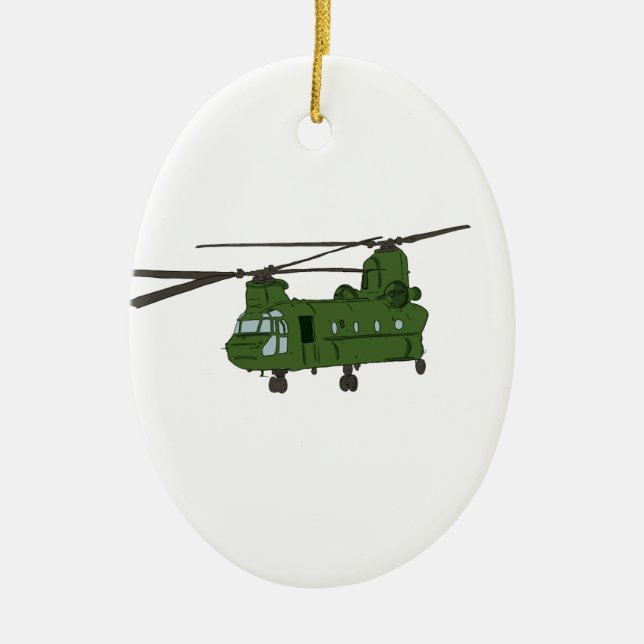 Grüner CH-47 Chinook Militär-Hubschrauber Keramik Ornament (Vorne)