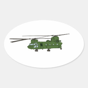 Grüner CH-47 Chinook Militär-Hubschrauber Ovaler Aufkleber