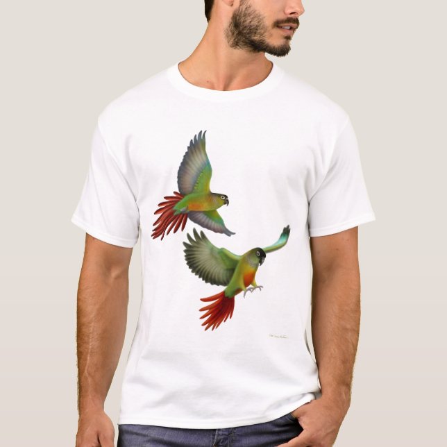 Grüner Cheeked Conures T - Shirt (Vorderseite)