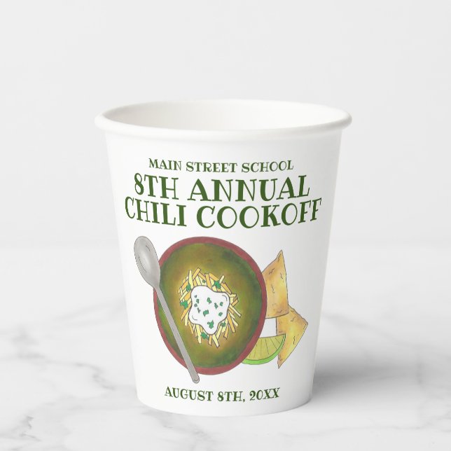 Grüner Chili Verde Chili Kochabkoch Pappbecher (Vorderseite)