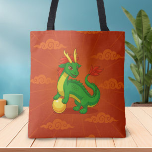 Grüner chinesischer Drache auf Rot