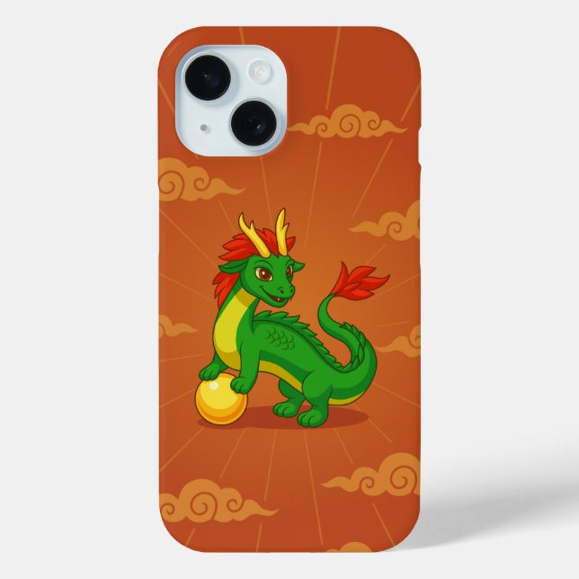 Grüner chinesischer Drache auf Rot Case-Mate iPhone Hülle (Rückseite)