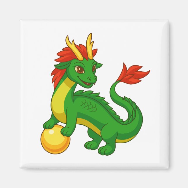 Grüner chinesischer Drache Magnet (Vorne)