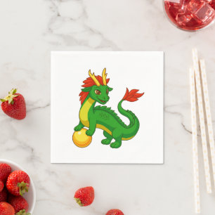 Grüner chinesischer Drache V2 Serviette