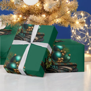 Grüner Christbaumkugel-Schmuck Weihnachtspapier Geschenkpapier