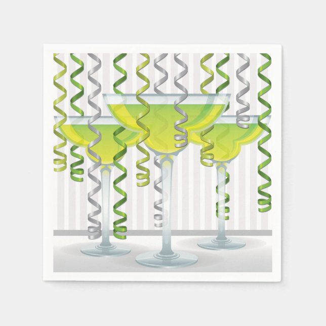 Grüner Cocktail und Band Serviette (Vorderseite)