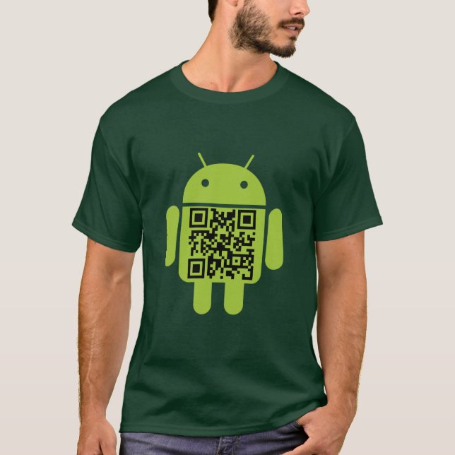 Grüner Code-T - Shirt des Android-QR (Vorderseite)