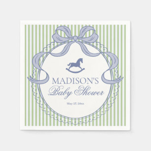 Grüner Coquette Schaukelpferd Baby Shower Dessert Serviette