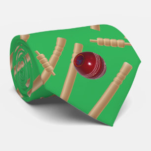 grüner Cricketball und Stumps-Design, Krawatte