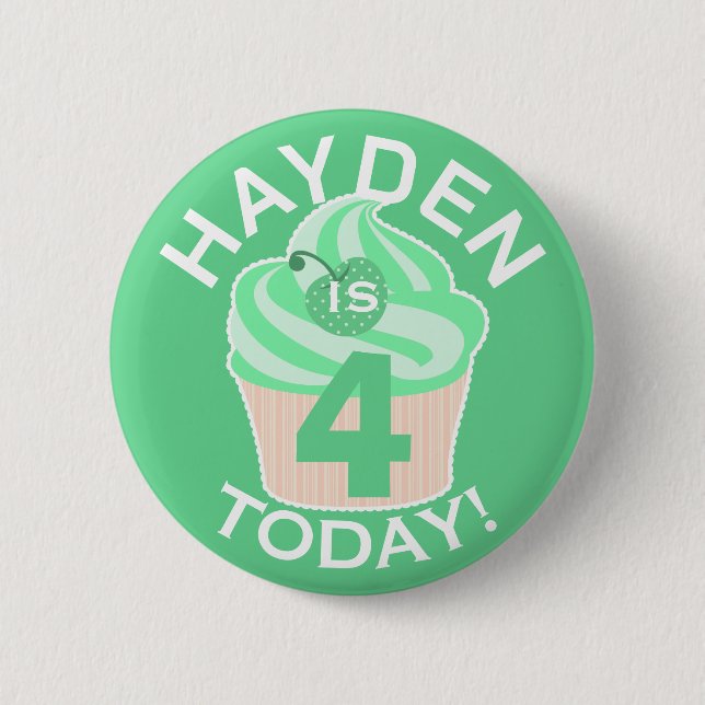 Grüner Cupcake, individuelle vierte oder jede ande Button (Vorderseite)