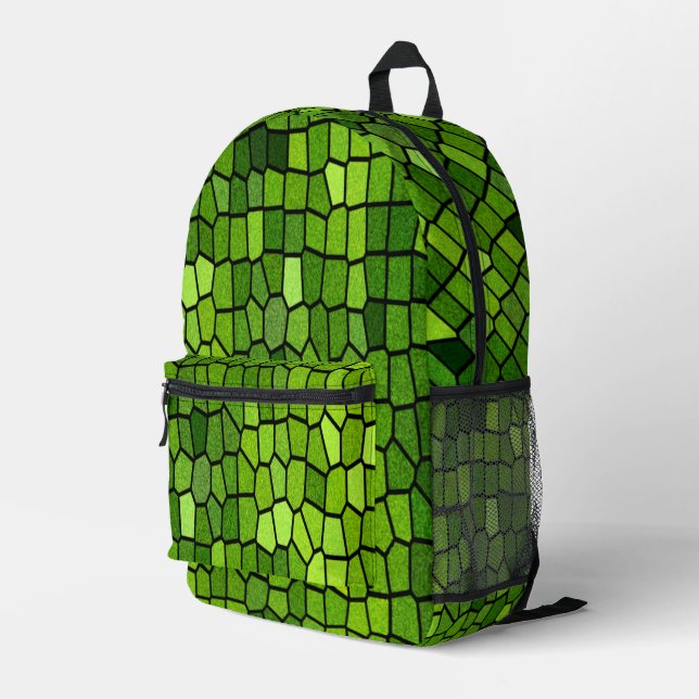 Grüner Cut-Glas-Look Bedruckter Rucksack (Rückseitige Ecke Rechts)