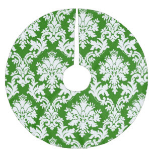 Grüner Damast-Weihnachtsbaum-Rock Polyester Weihnachtsbaumdecke