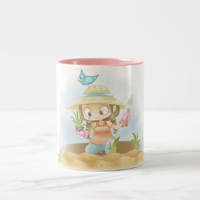 Grüner Daumen-Kaffee-Tasse Zweifarbige Tasse (Mittel)