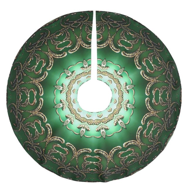 Grüner Dekorativer Baumschurz Polyester Weihnachtsbaumdecke (Vorderseite)