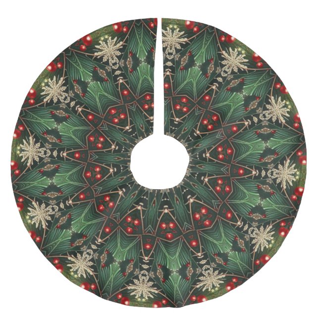 Grüner Dekorativer Baumschurz Polyester Weihnachtsbaumdecke (Vorderseite)