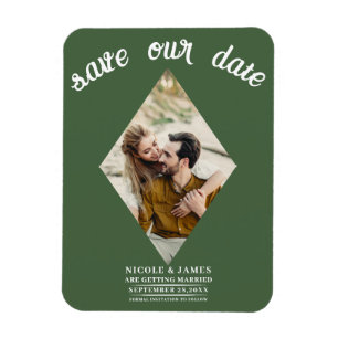 Grüner Diamant Foto Hochzeit Terminankündigung Magnet
