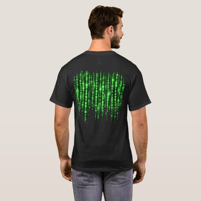 Grüner digitaler Code-Regen – Cyberpunk Matrix-Sti T-Shirt (Schwarz voll)