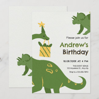 Grüner Dino Geburtstag Einladung