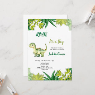 GRÜNER DINOSAURIER BABYSHOWER EINLADUNG