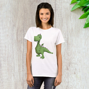 Grüner Dinosaurier-Charakter mit lila Stacheln T-Shirt