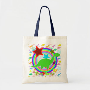 Grüner Dinosaurier-Geschenk-Tasche mit Ihrem Name Tragetasche