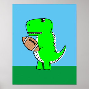 Grüner Dinosaurier liebt Fußball Poster