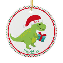 Grüner Dinosaurier mit Personalisierter Weihnachts