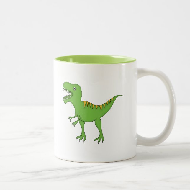 Grüner Dinosaurier+Personifizieren Sie Namen Zweifarbige Tasse (Rechts)