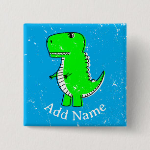 Grüner Dinosaurier Zeichnend Individuelle Name ers Button