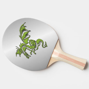 Grüner Drache auf Silber Tischtennis Schläger