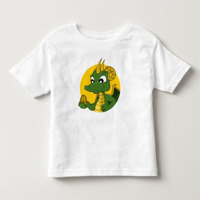 Grüner Drache Cartoon Kleinkind T - Shirt (Vorderseite)