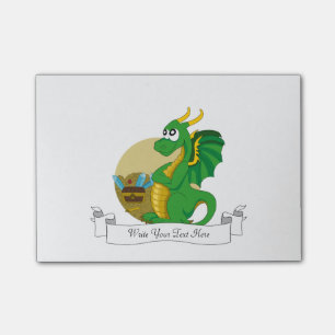 Grüner Drache Cartoon Post-it Klebezettel