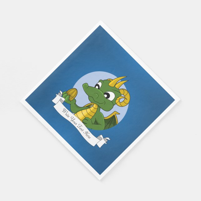 Grüner Drache Cartoon Serviette (Ecke)