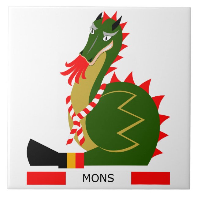 Grüner Drache der Stadt Mons, Belgien Fliese (Vorderseite)
