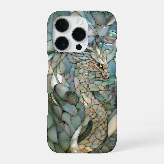 Grüner Drache Faux-Buntglas iPhone Hülle (Rückseite)
