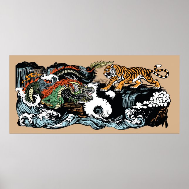 Grüner Drache gegen Tiger Poster (Vorne)