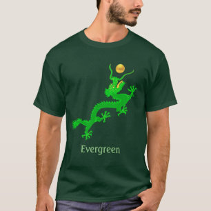 Grüner Drache mit goldenem Ball & Kalligrafie T-Shirt