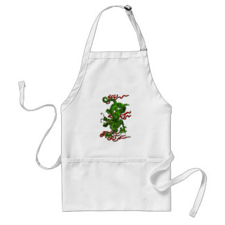 Grüner Drache mit roten Bändern Kleid u. Geschenke Schürze