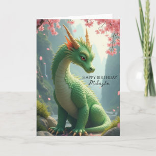Grüner Drache Personalisierter Geburtstag Karte