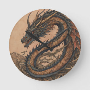 Grüner Drache Runde Wanduhr