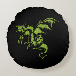 Grüner Drache Rundes Kissen